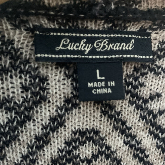 Lucky Brand Cardigan Women's Size Large Aztec Neutrals Lagenlook Versatile - Picture 4 of 8
